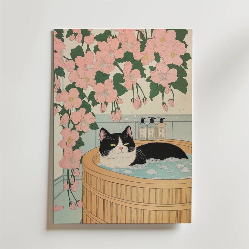 Zen Cat Bath Poster