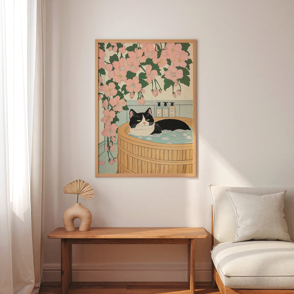 Zen Cat Bath Poster