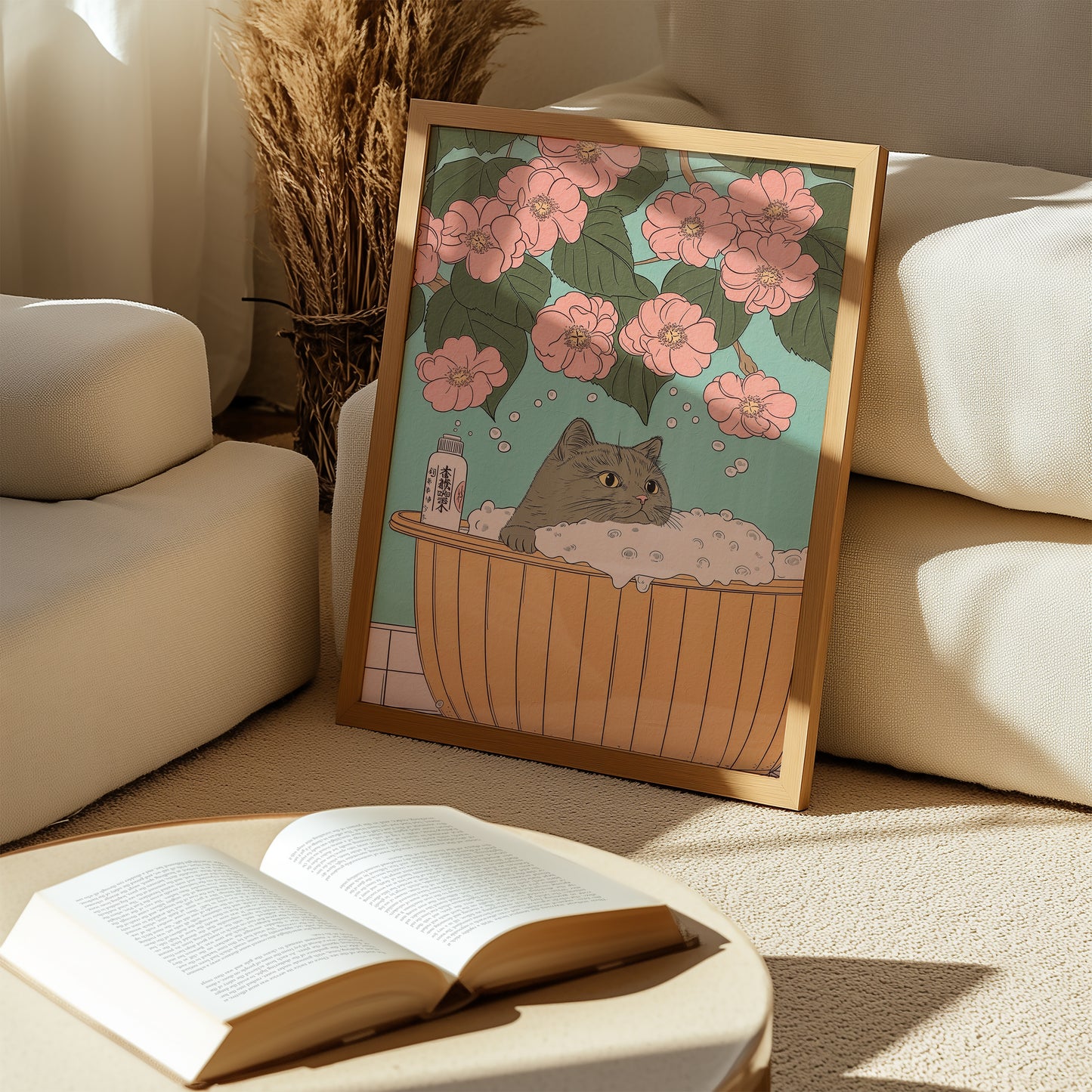 Cat In Blossom Bath Poster