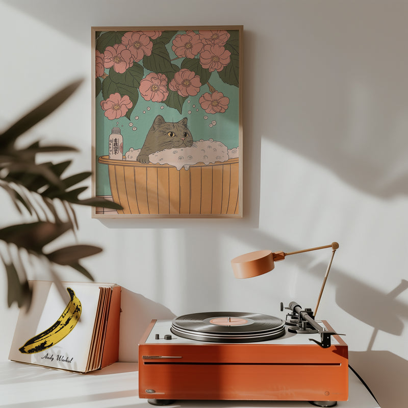 Cat In Blossom Bath Poster