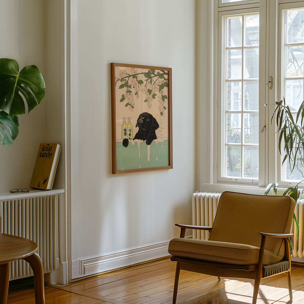 Labrador In Blossom Bath Poster