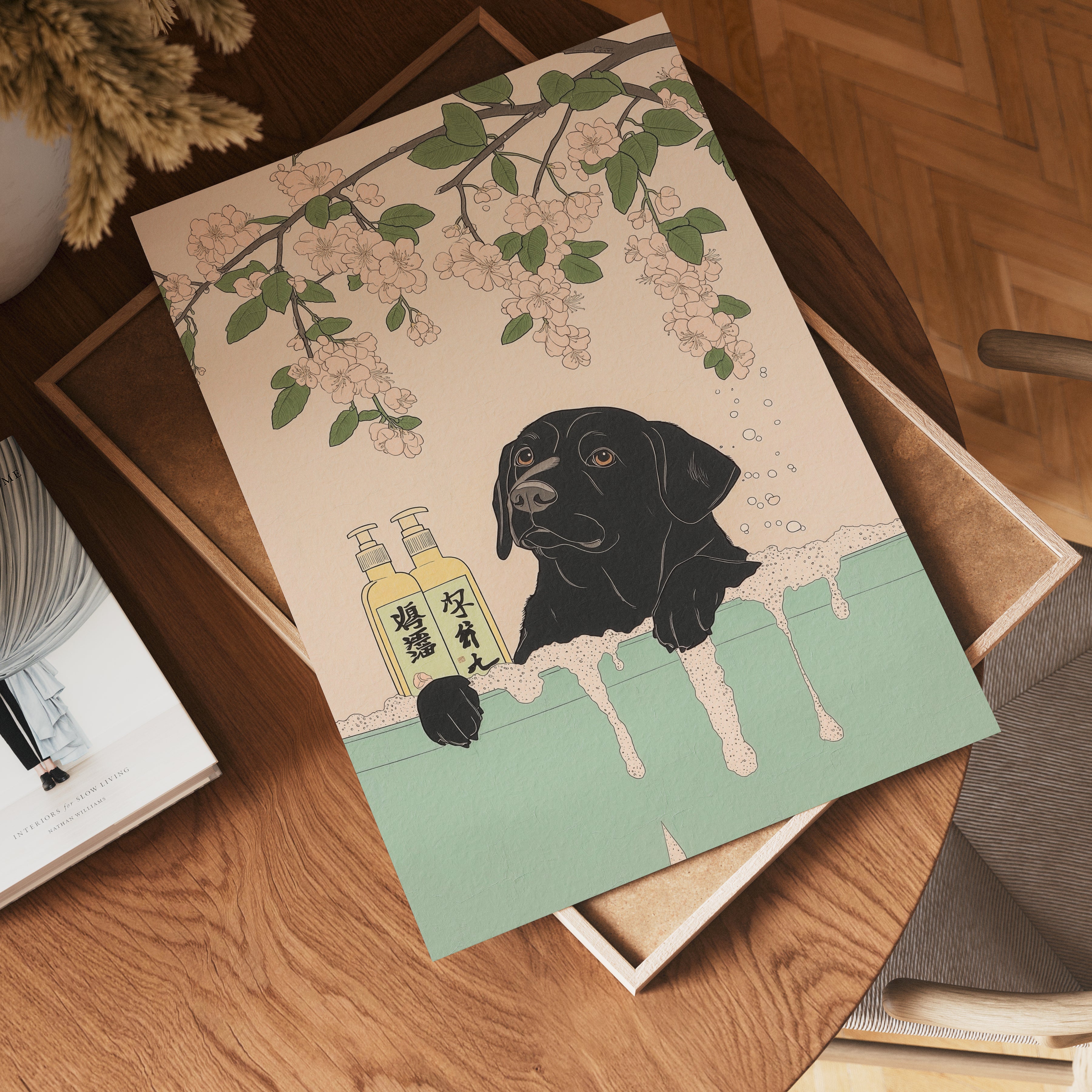 Labrador In Blossom Bath Poster