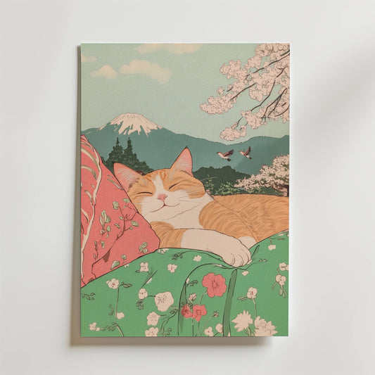 Spring Nap Under Fuji Poster