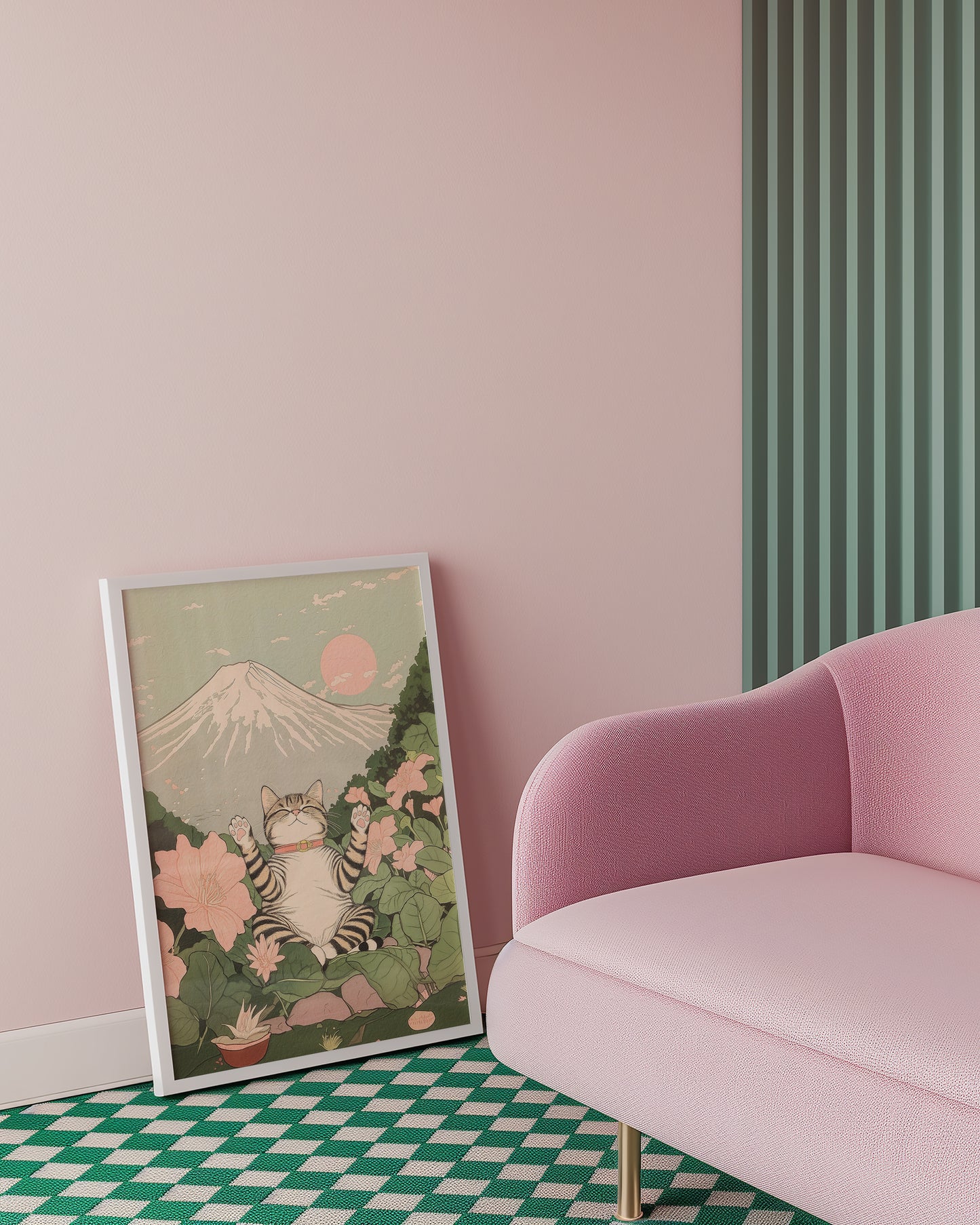 Cat Under Mount Fuji Poster