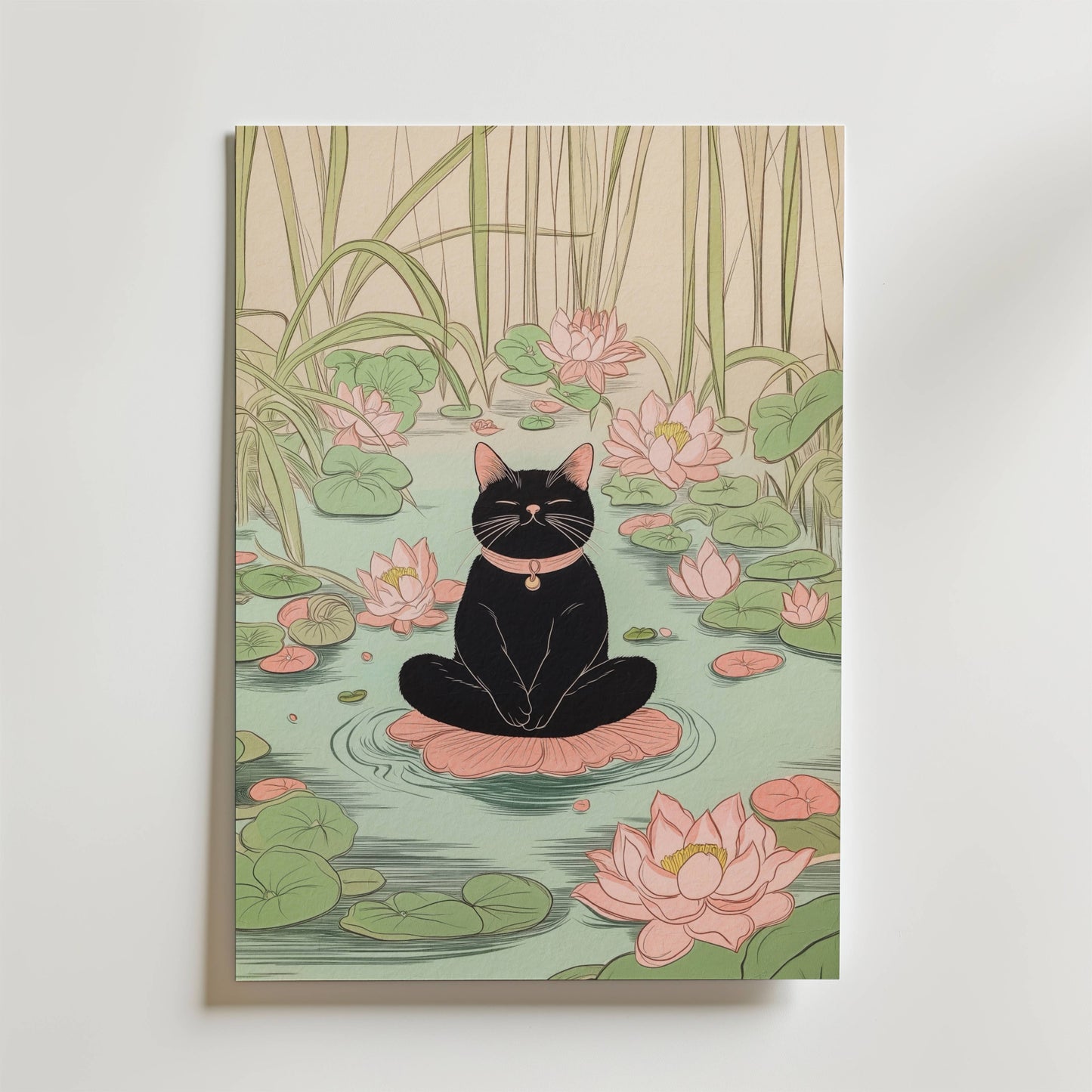 Lotus Meditation Cat Poster