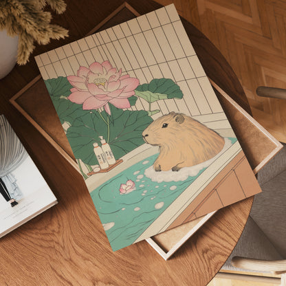 Capybara In Lotus Bath Poster
