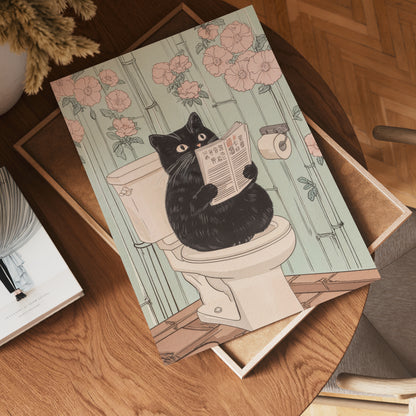 Black Cat Morning Routine Poster