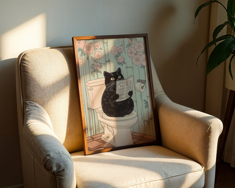 Black Cat Morning Routine Poster