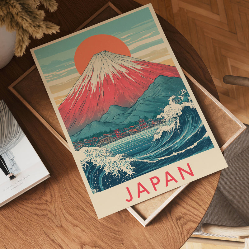 Japanese Wave and Mountain Poster
