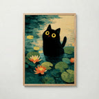 Lily Pond Cat affisch – köp poster online – Bozetto väggdekoration