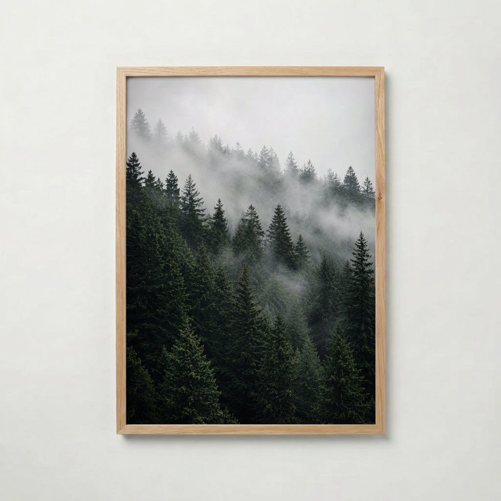 Misty Pine Forest Poster