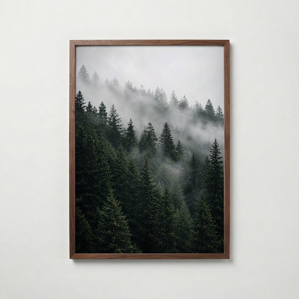 Misty Pine Forest Poster