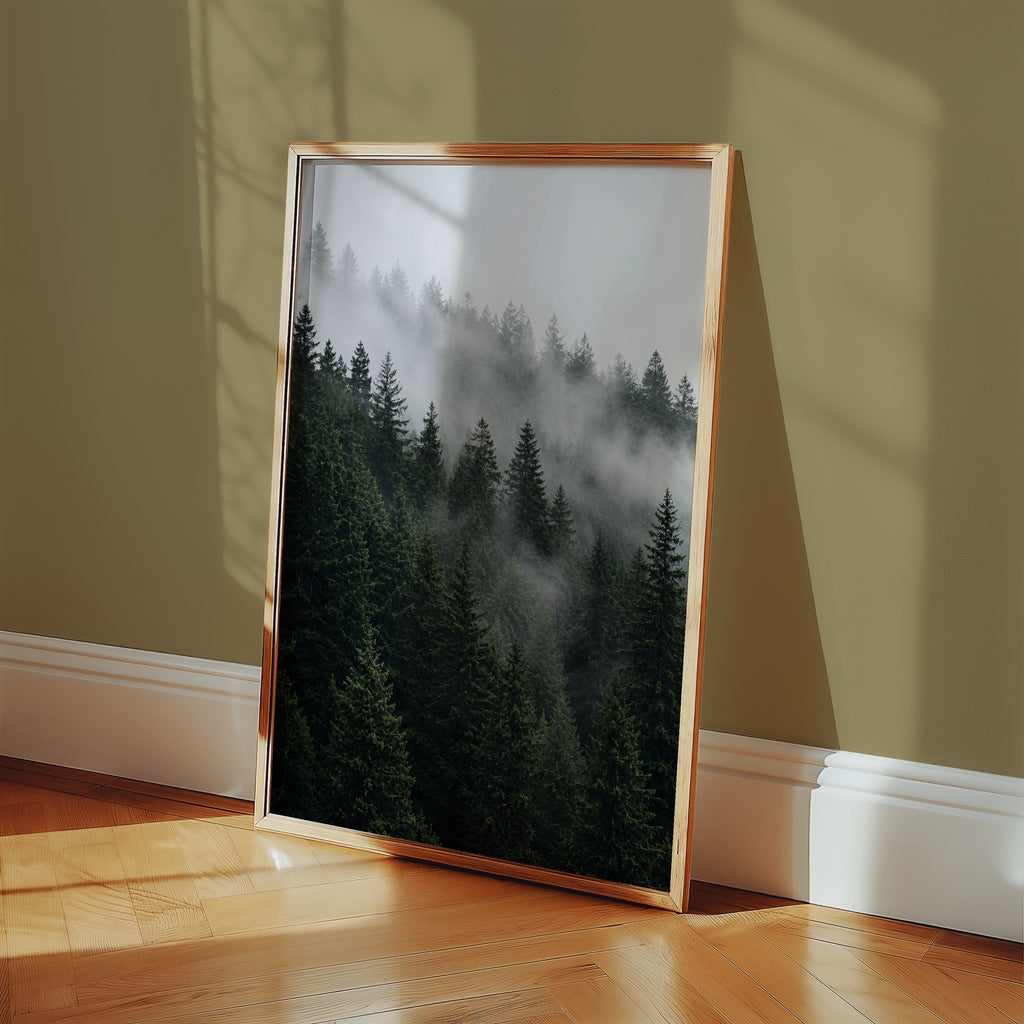 Misty Pine Forest Poster