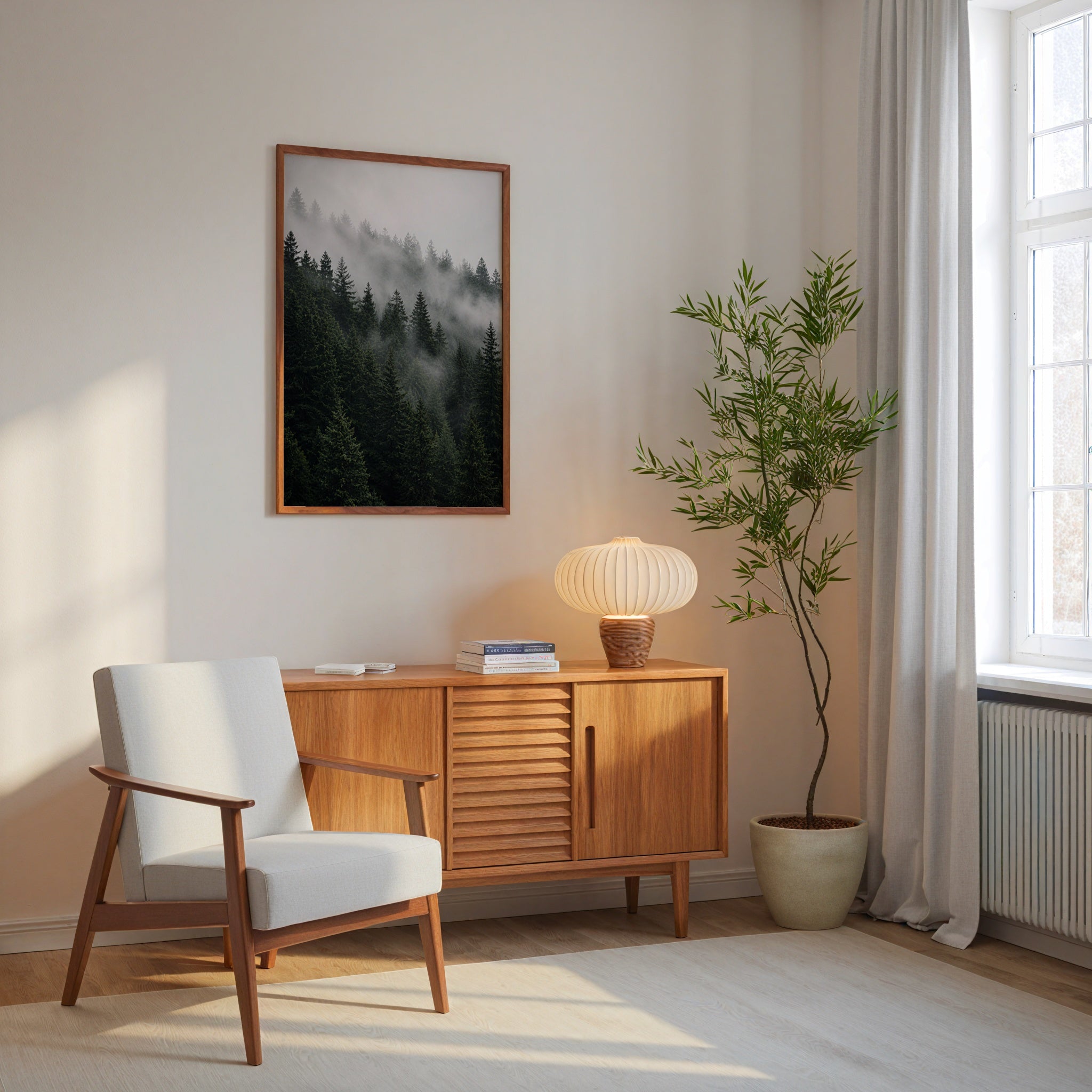 Misty Pine Forest Poster