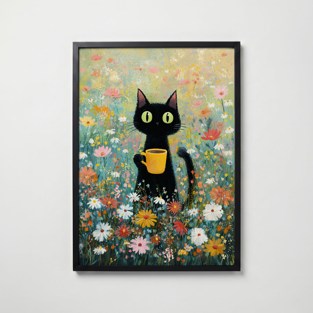 Morning Coffee Cat Poster – köp affisch till hemmet – Bozetto väggdekoration