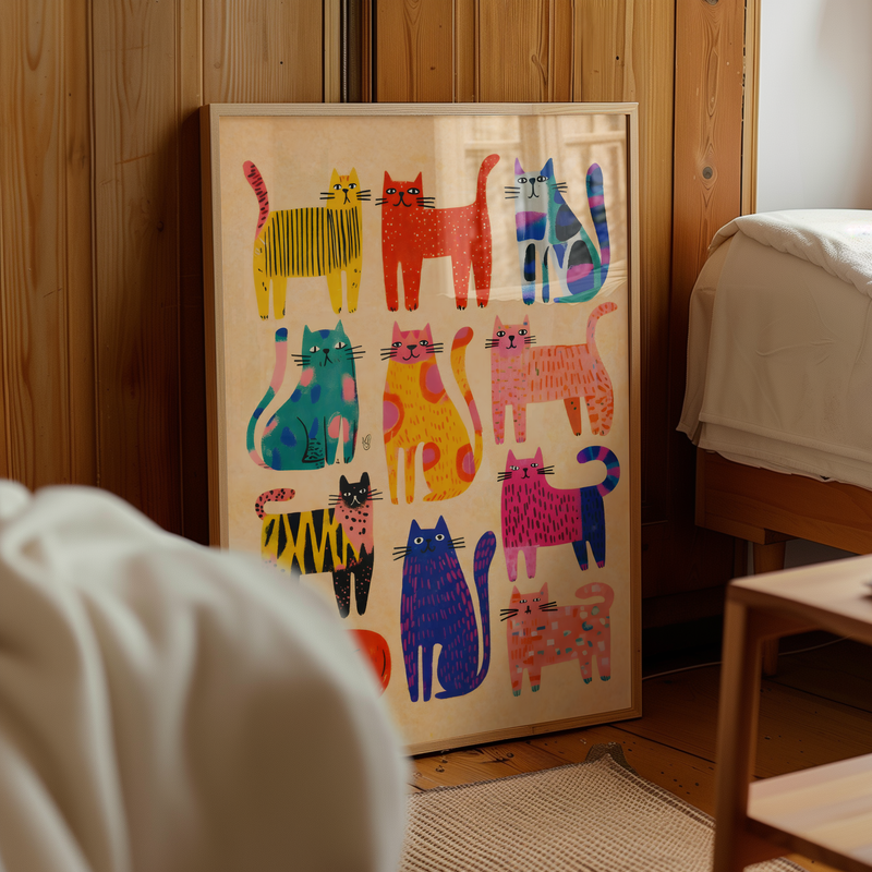 Colorful Cat Parade Poster
