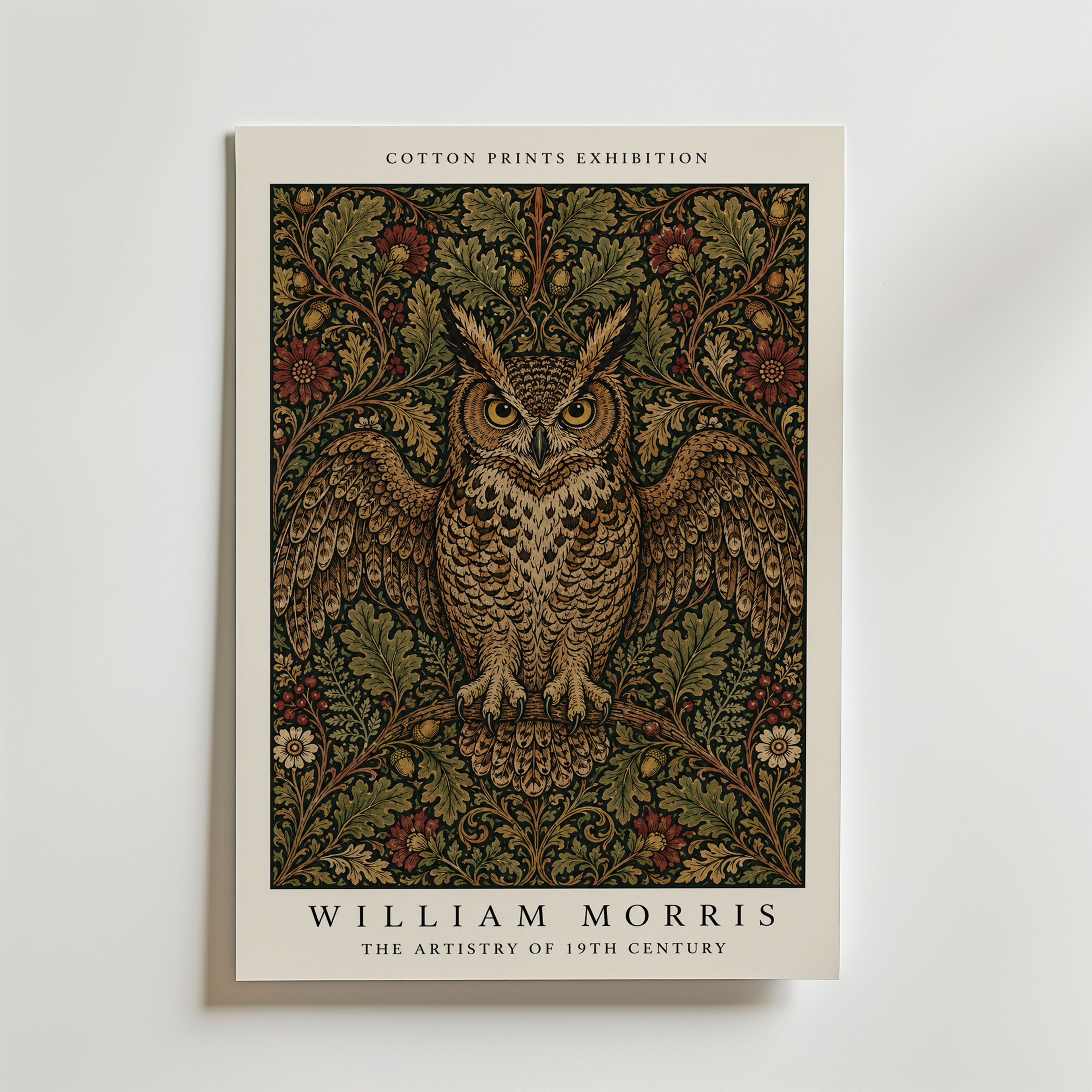 Owl in the Oaks William Morris Poster