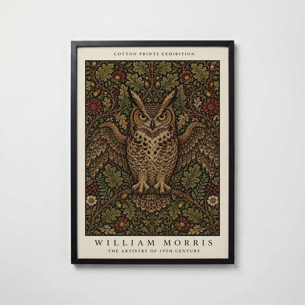 Owl in the Oaks William Morris Poster
