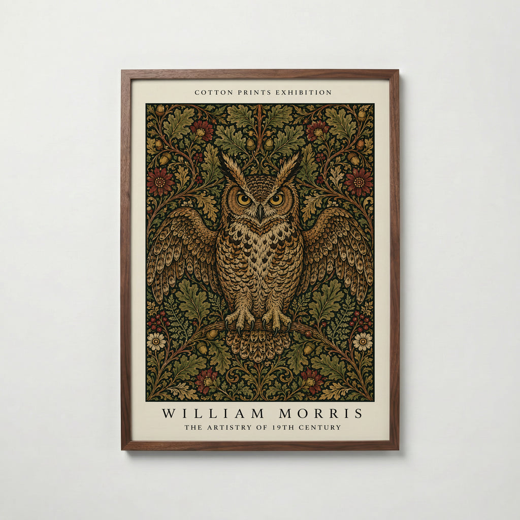 Owl in the Oaks William Morris Poster