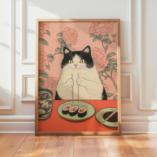 Pink Table Cat Poster