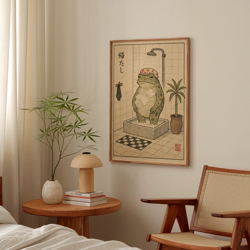 Evening Shower Frog Poster