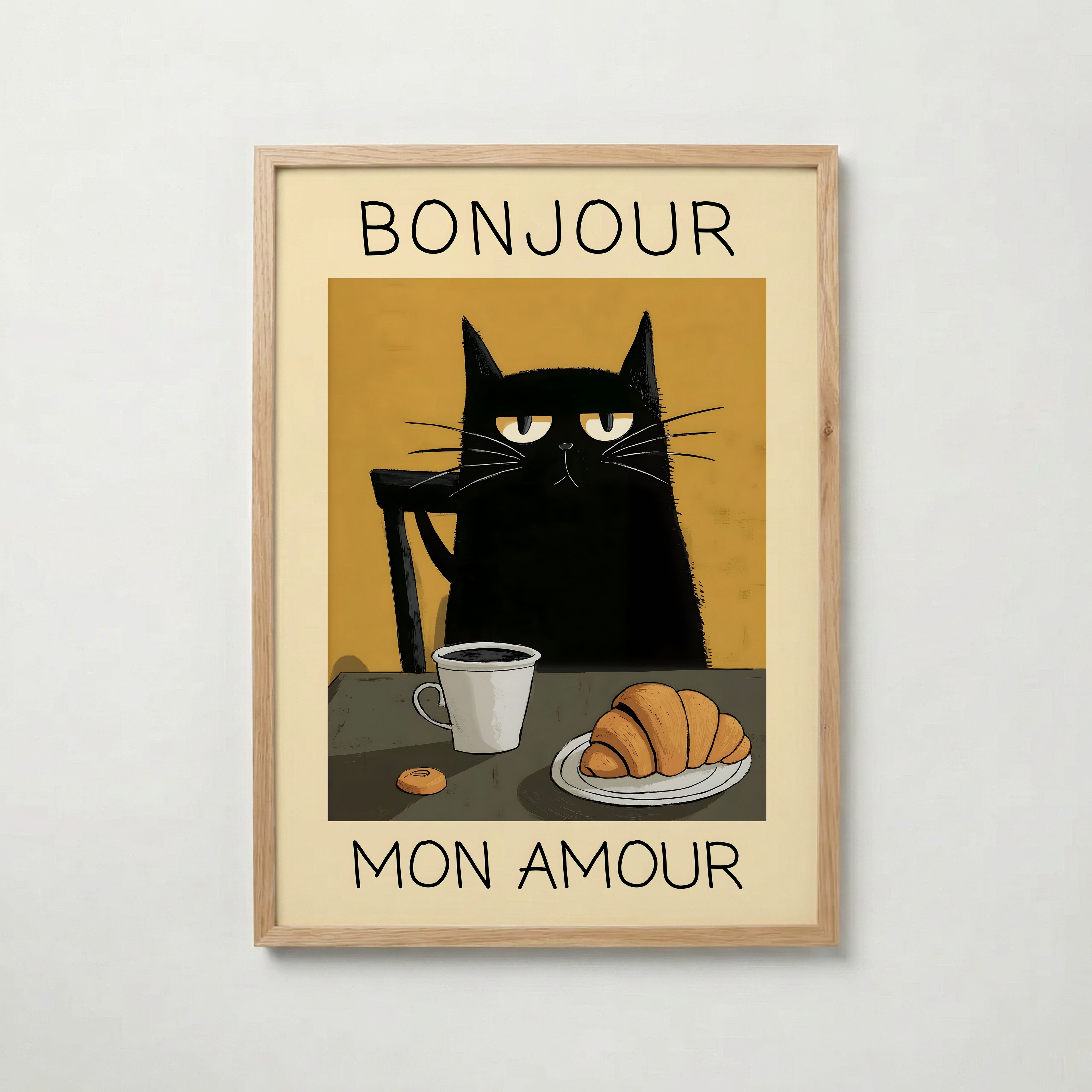 Parisian Cat Breakfast Poster poster – väggdekoration för hemmet – köp hos Bozetto