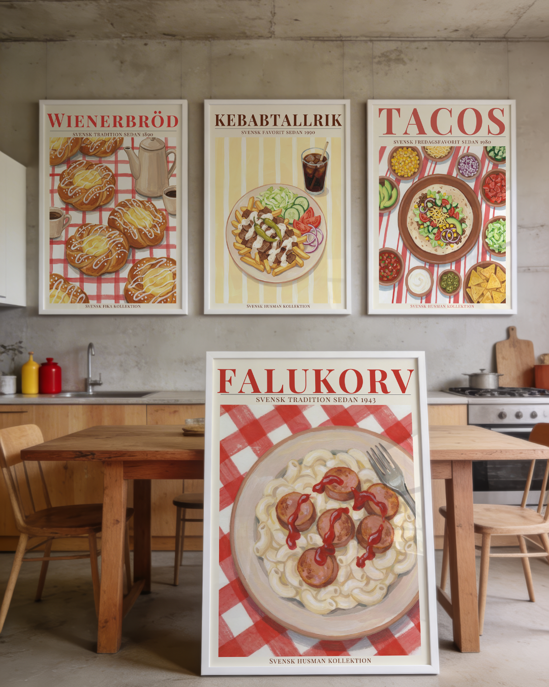 Bundle 4-pack Svenska Smaker Collection – affischset poster kollektion – köp online hos Bozetto
