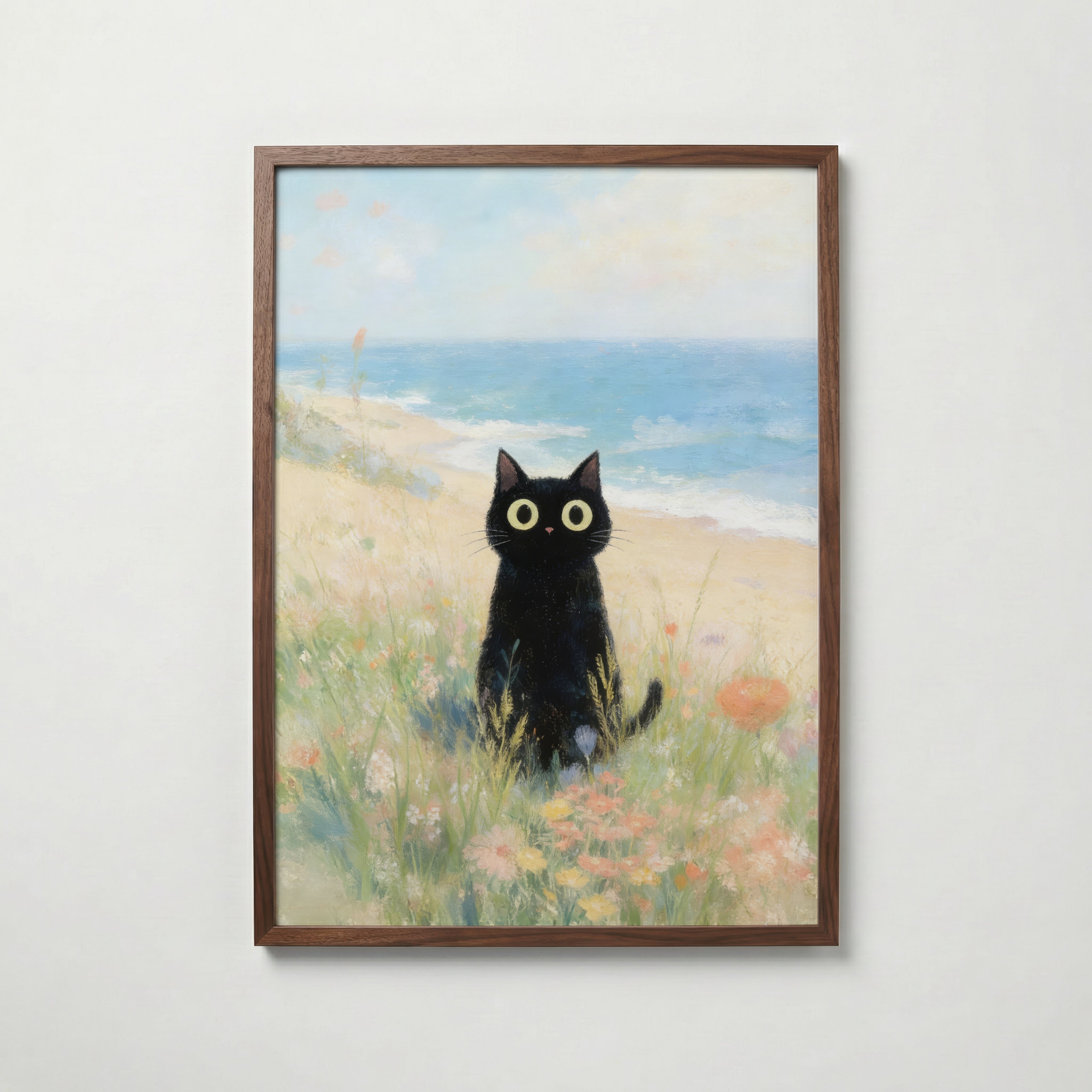 Seaside Meadow Cat Poster