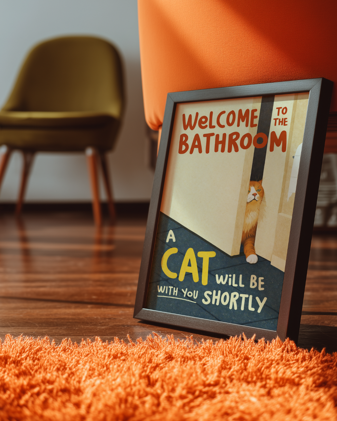 Bathroom Waiting Cat Poster