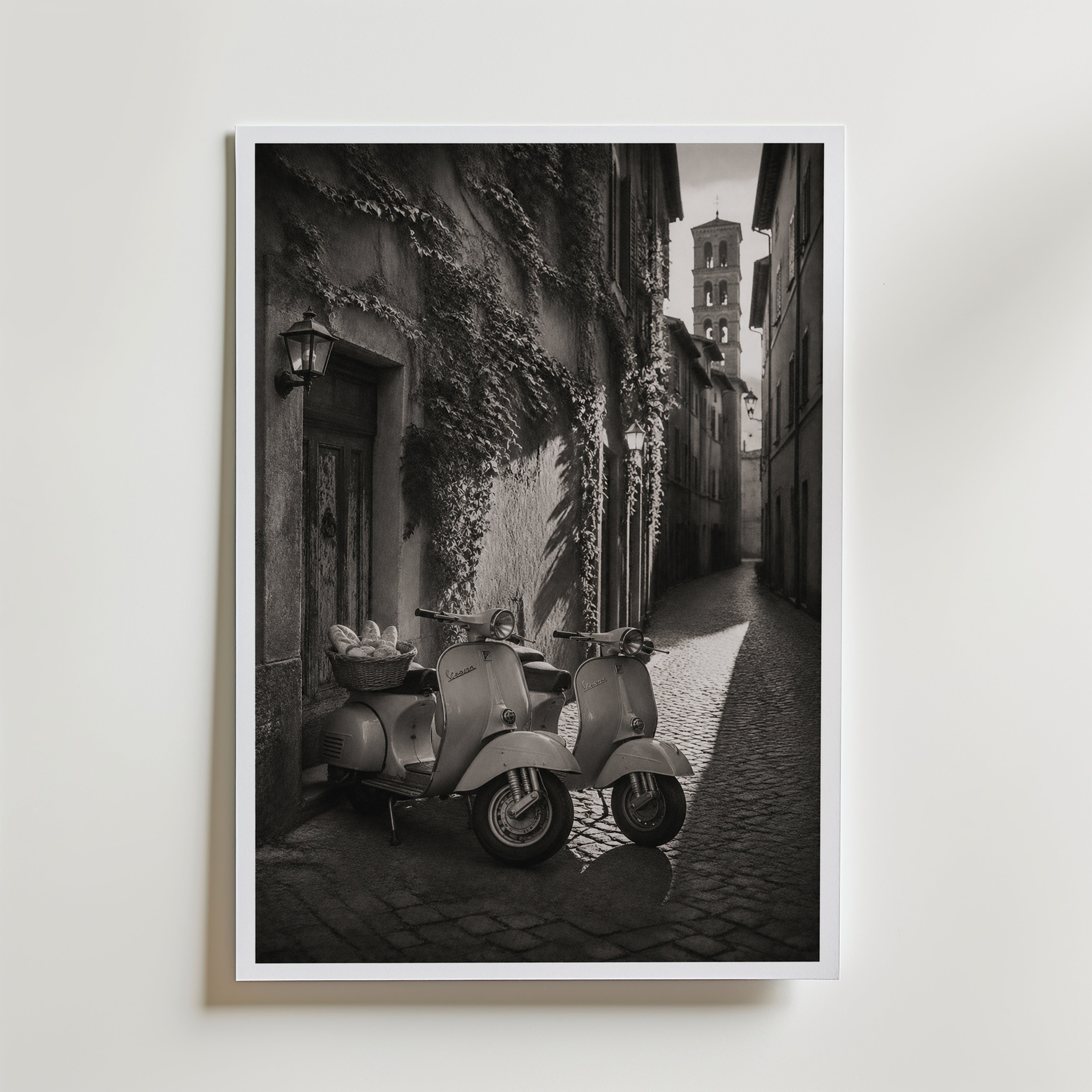 Vespas in an Italian Lane Poster