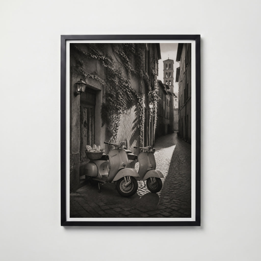 Vespas in an Italian Lane Poster
