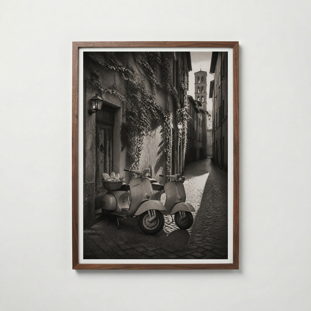 Vespas in an Italian Lane Poster