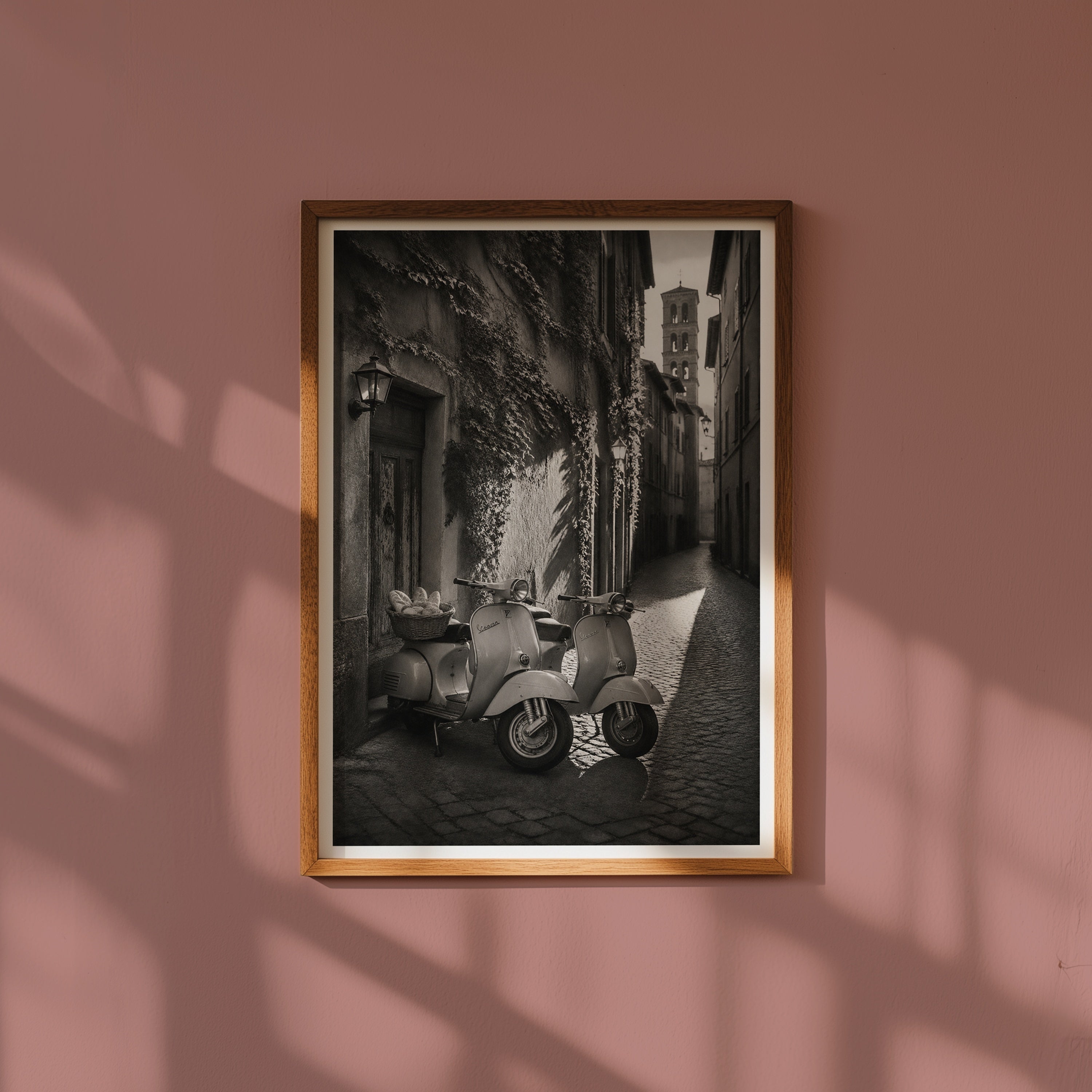 Vespas in an Italian Lane Poster