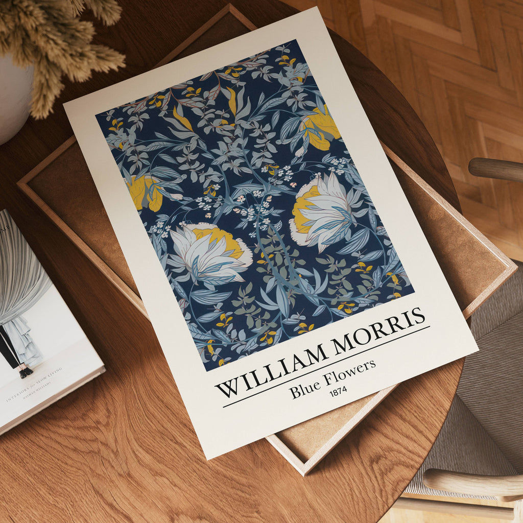 William Morris Blue Flowers Poster
