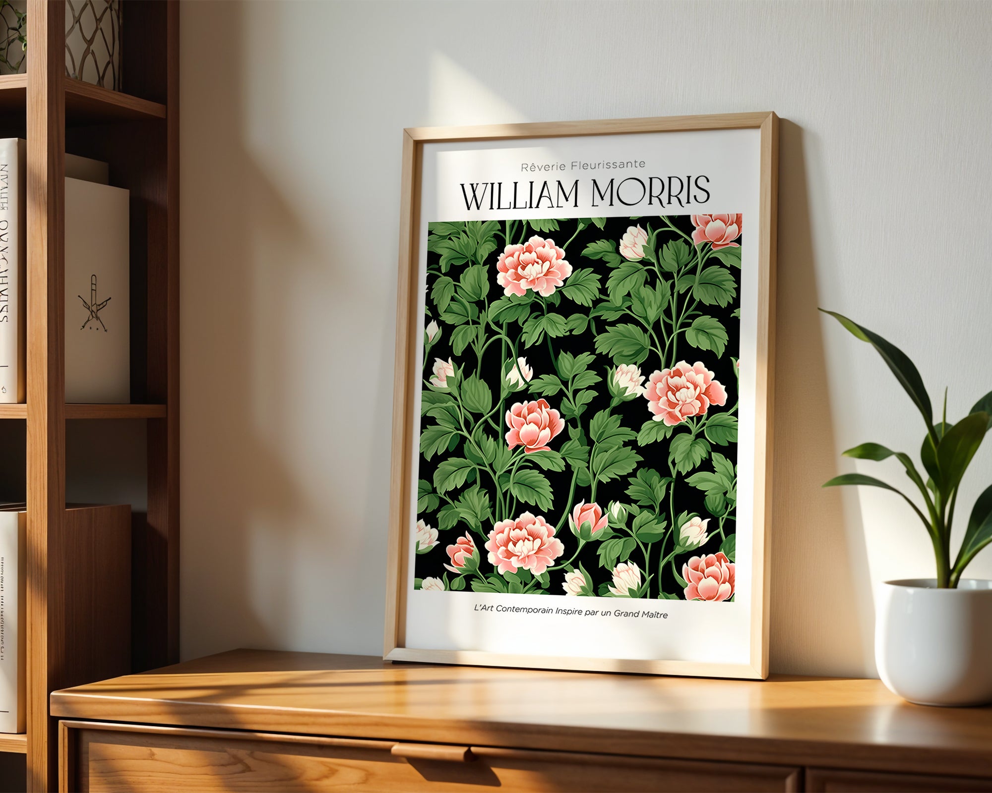 William Morris Rose Garden poster visualiserad på vägg – från Bozetto i hög kvalitet