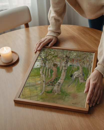 Carl Larsson Nude Boy among Birches Poster