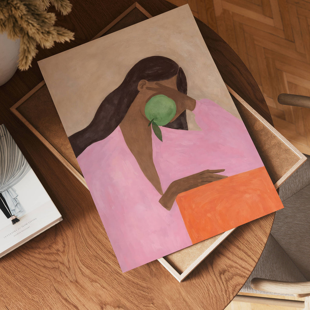 Woman With Apple Poster