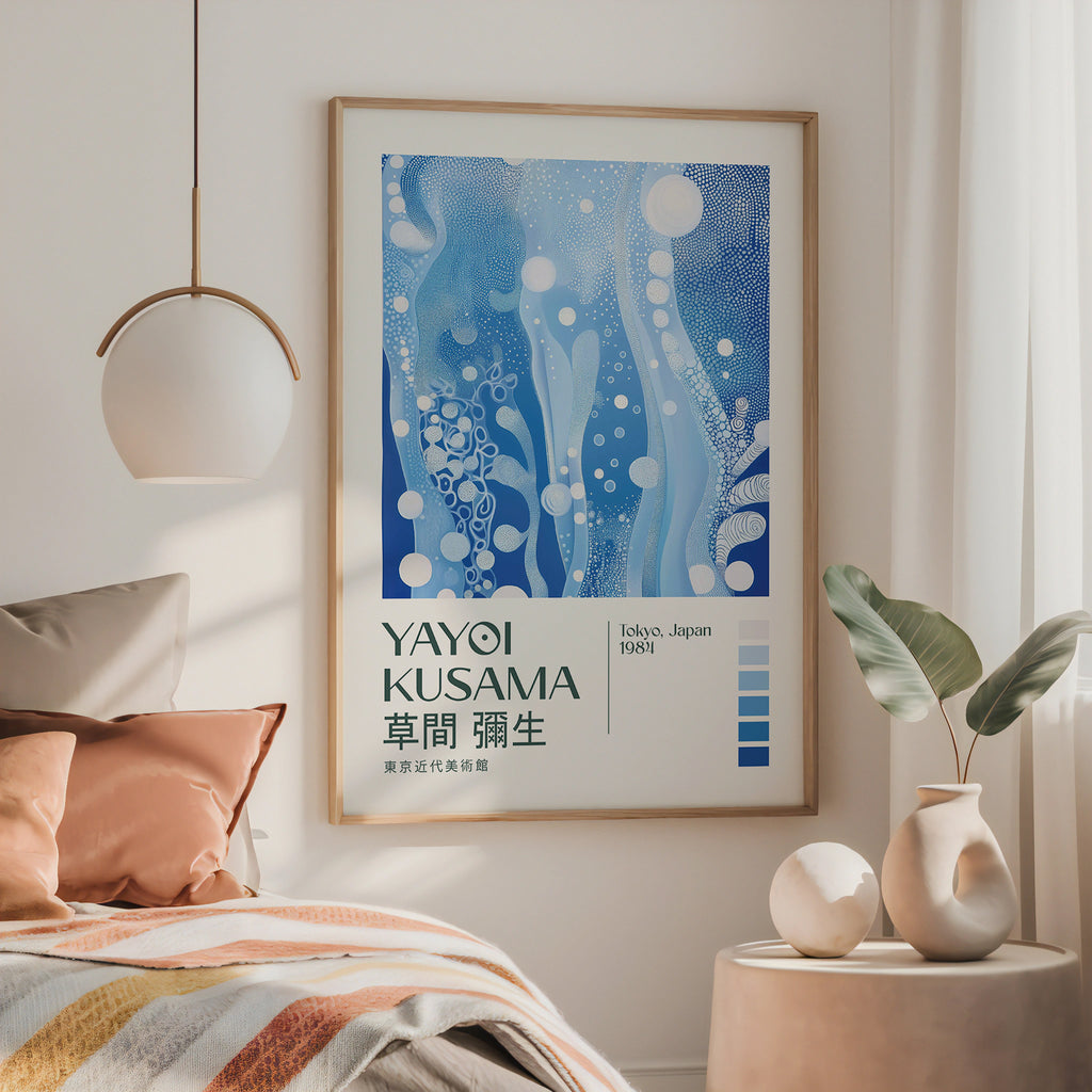 Yayoi Kusama Blue Infinite Flow Poster – poster på vägg inredning