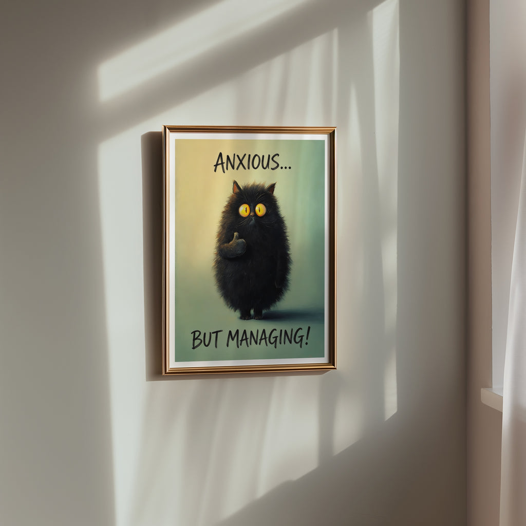 Anxious But Managing affisch i inramning på vägg i stilrent rum – Bozetto konsttryck
