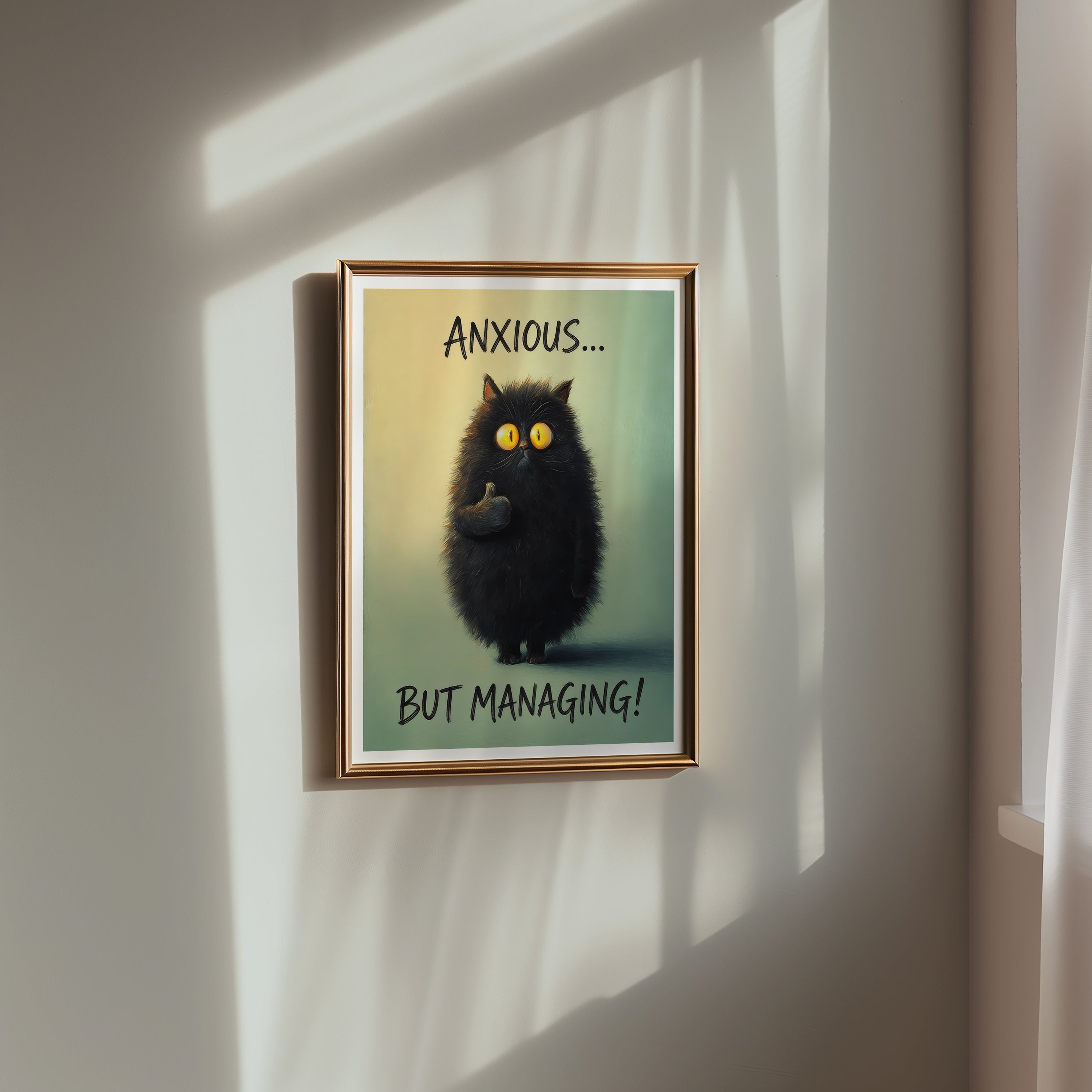 Anxious But Managing affisch i inramning på vägg i stilrent rum – Bozetto konsttryck