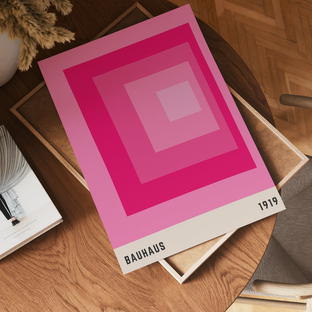 Bauhaus Pink Squares Poster