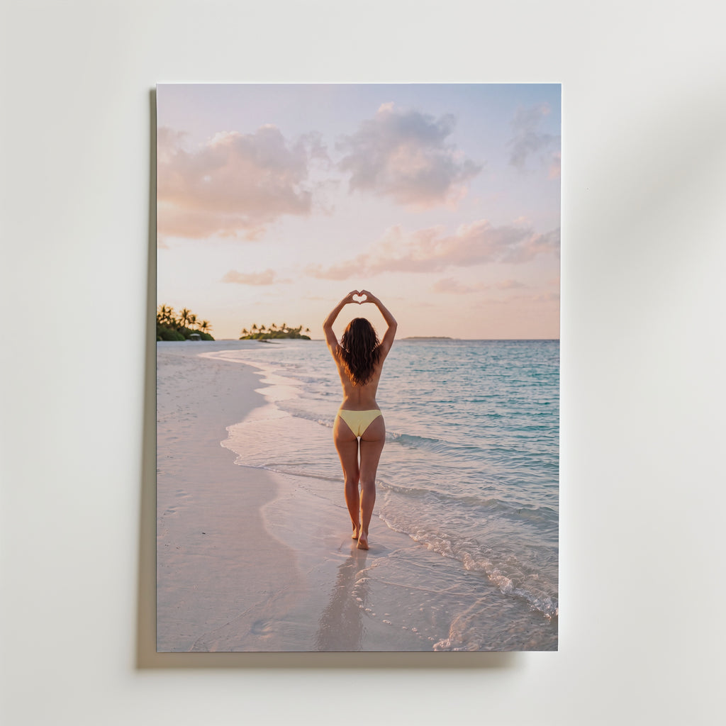 Beach Heart Poster – canvas utan passepartout