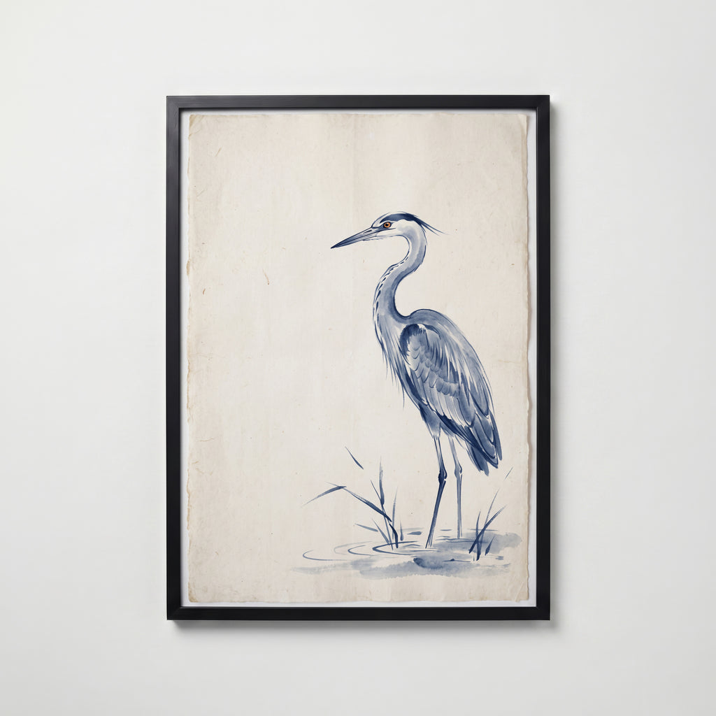 Blue Heron – svart ram
