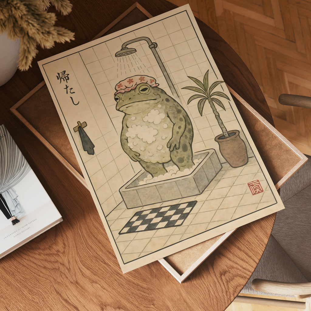 Evening Shower Frog Poster