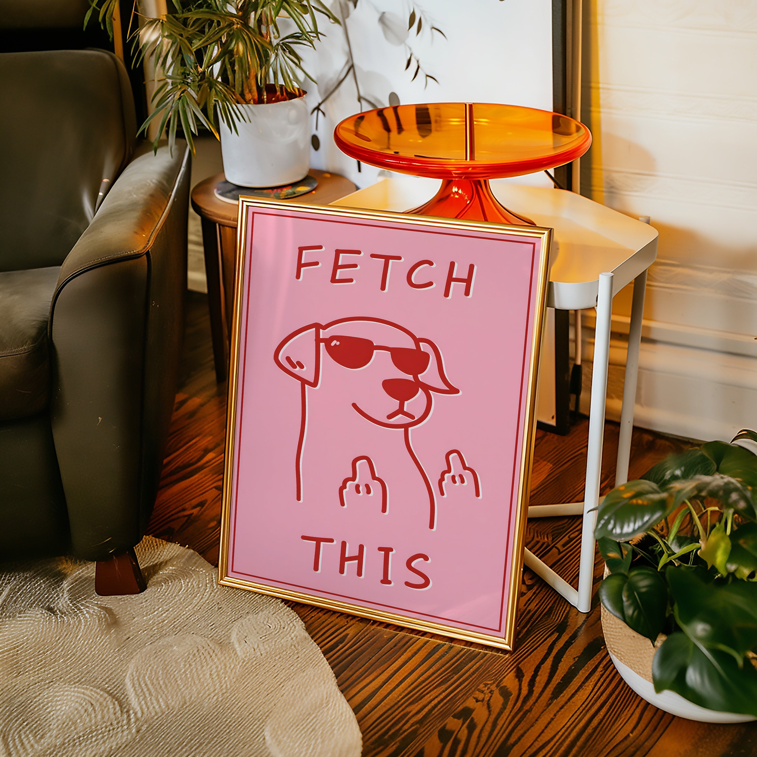 Fetch This Attitude affisch i ram i modernt hem - Bozetto