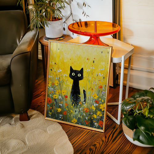 Golden Meadow Watcher Poster i inramat rum – Bozetto