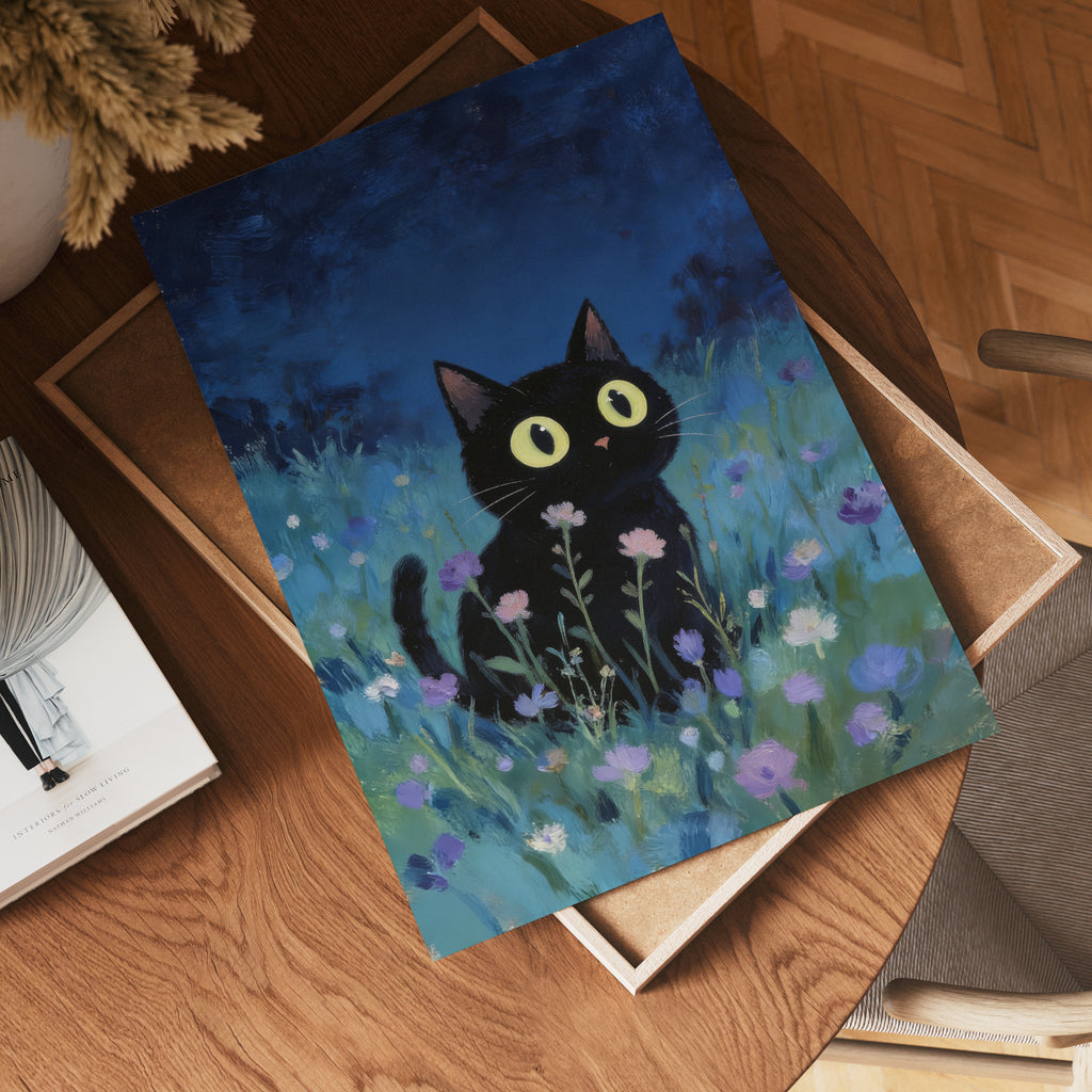 Blue Hour Cat Poster – poster väggdekoration