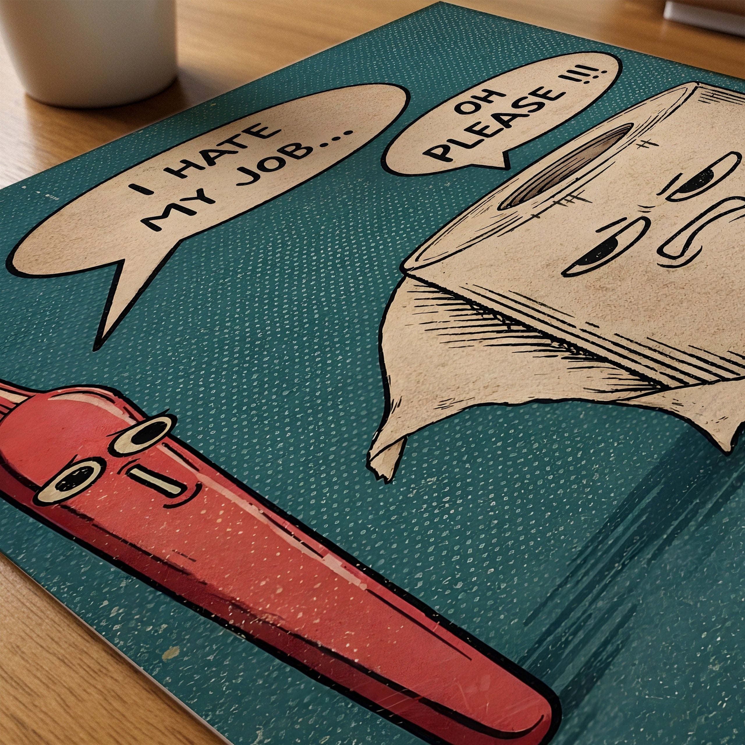 I Hate My Job poster som papper på skrivbord (paper_desk) – konsttryck från Bozetto i hög kvalitet