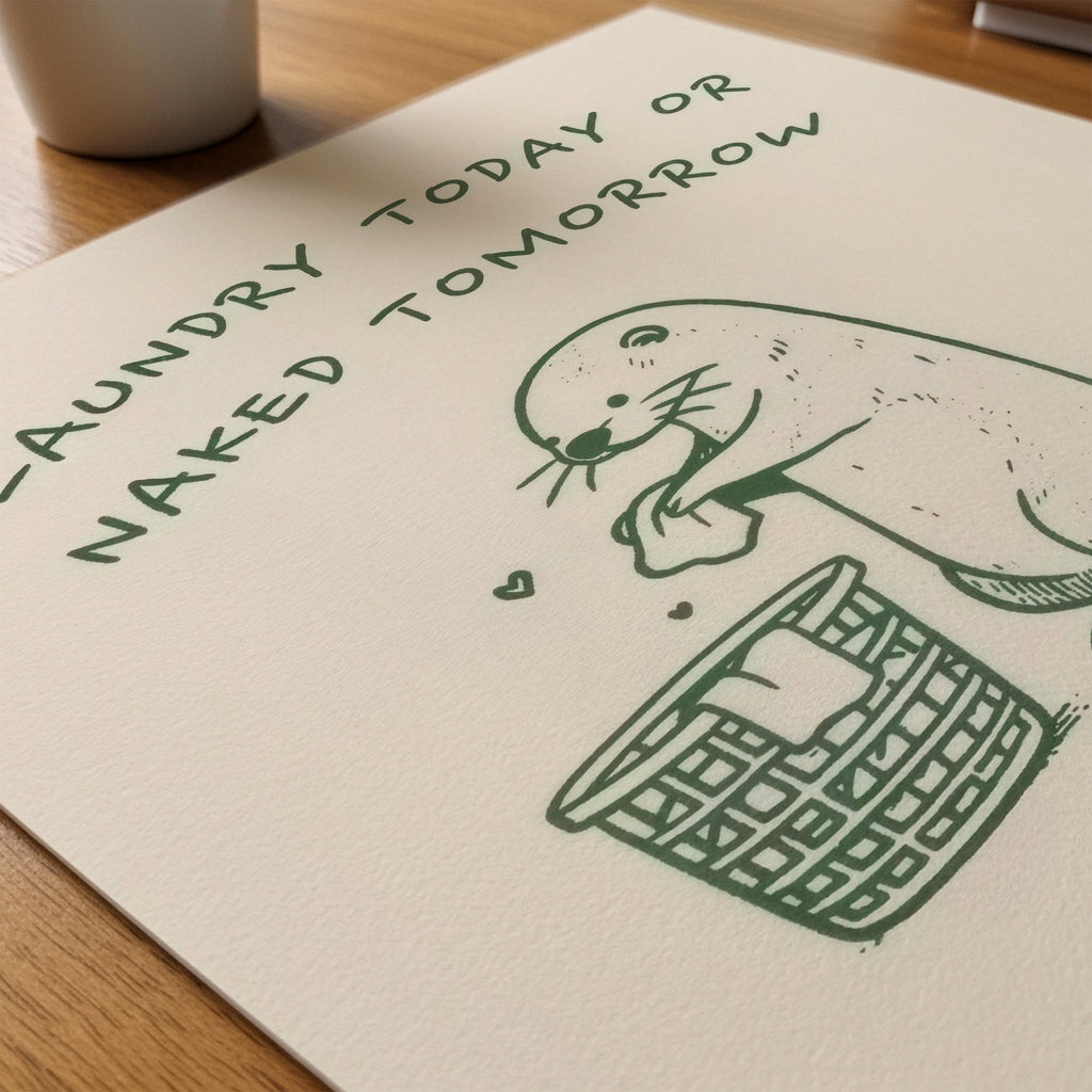 Laundry Today or Naked Tomorrow Poster - närbild på papper