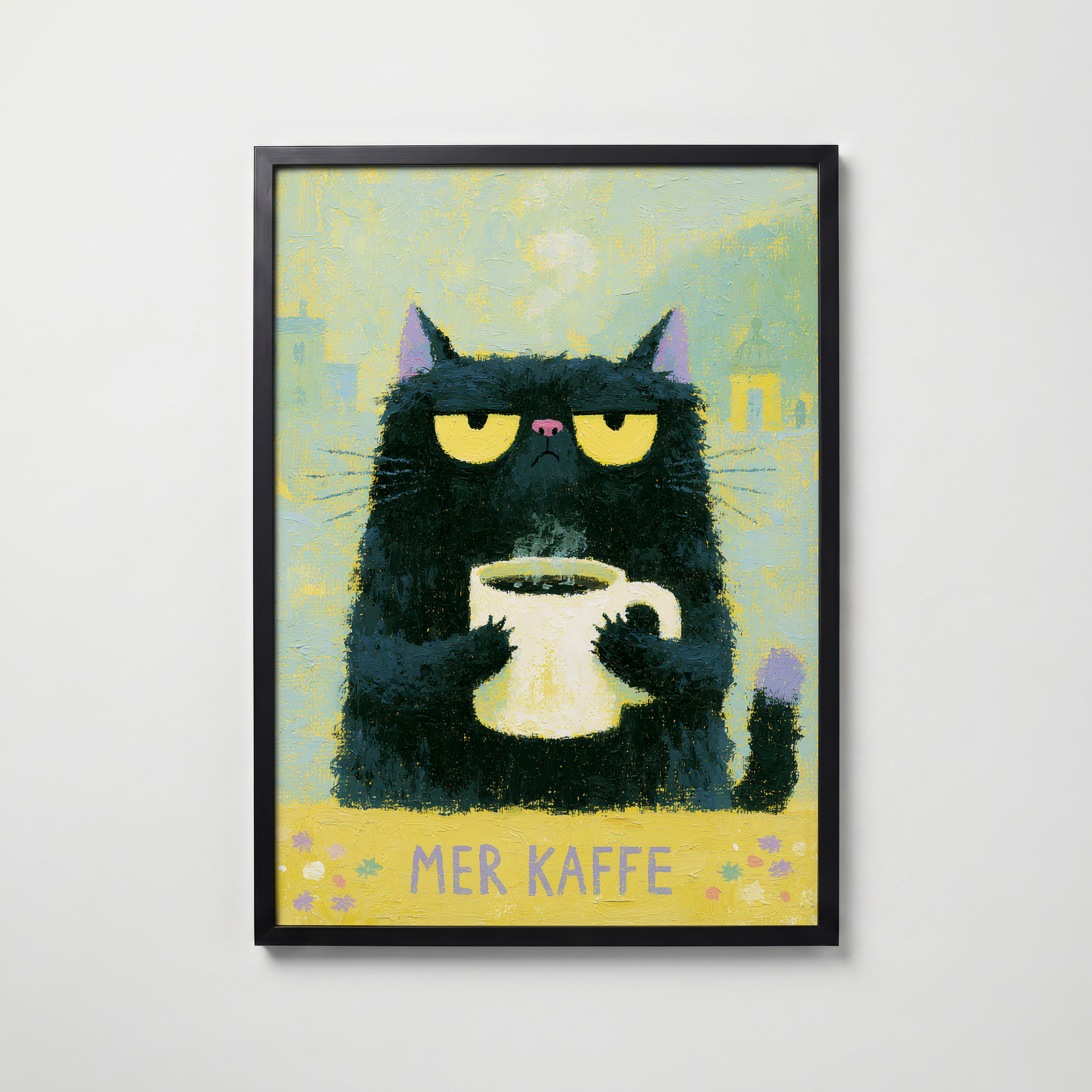 Mer Kaffe Poster – svart ram